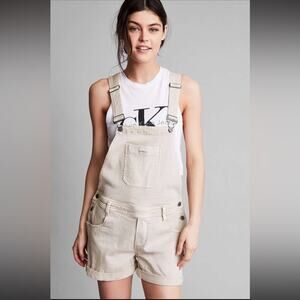 Calvin Klein khaki shortalls denim overall shorts, size small